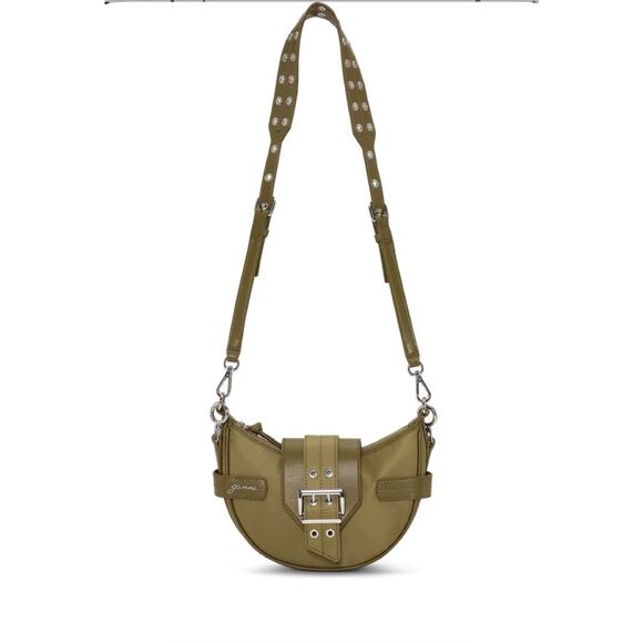 NEW Ganni Bucky Small Crossbody Bag Military Olive Green - Picture 3 of 9